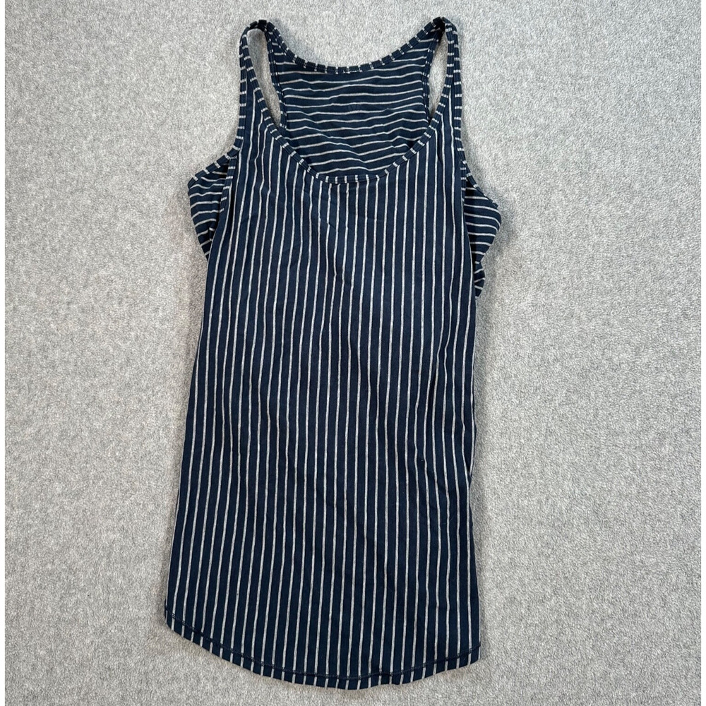 Lululemon Vita Racer Tank Top Small/2/4 Inkwell Gray Stripe Blue Vertical Stripe